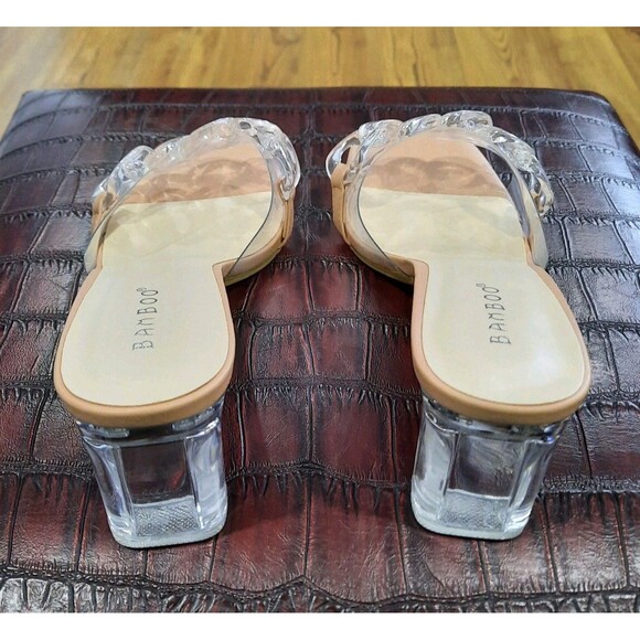 New in Box (NIB) Bamboo Lucent-04 Clear Chain Chunky Heel Platform Mule Women 8 - Picture 5 of 8